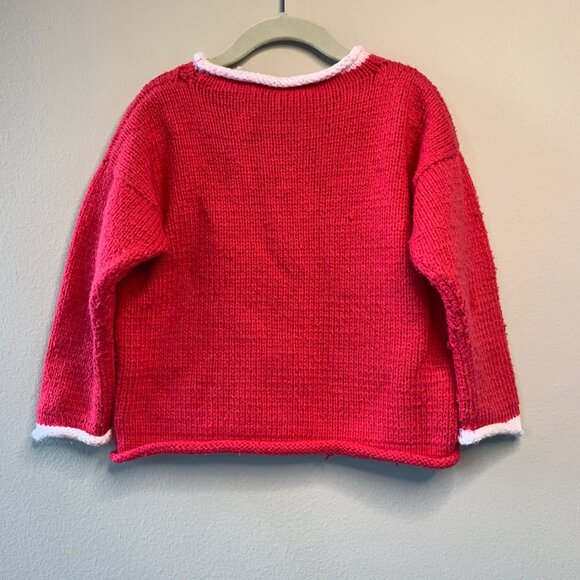 Pink Knit Bunny Sweater Girls 4 4T Cozy Warm Rabbit POMEROY Girl Rolled Edges - Picture 2 of 7